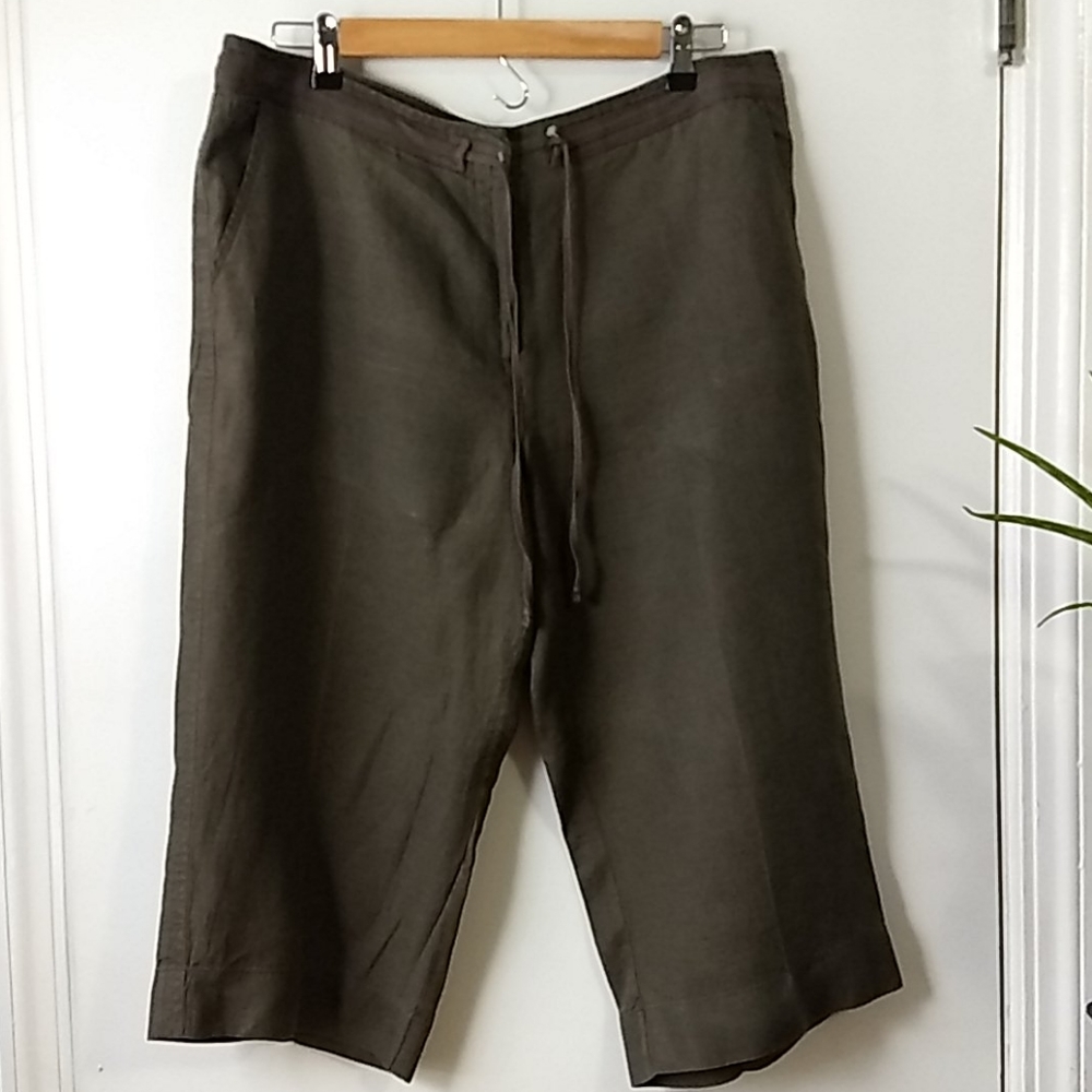 Talbot's Brown Irish Linen Peddle-pusher Pants
